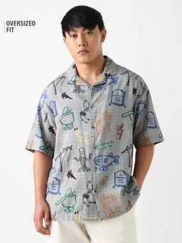 The Souled Store - Grey Oversized Freeform Men Oversized Shirt