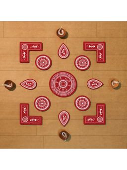 Indigifts - Warli Art Mandala Print DIY Set of 13 Pieces Rangoli for Decoration