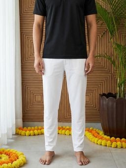 Jompers - White Cotton Solid Straight Pyjama