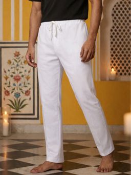 Jompers - White Cotton Solid Straight Pyjama