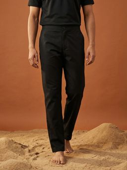 Jompers - Black Cotton Solid Straight Pyjama