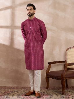 ETHNIC BAY - Pink Silk Blend Abstract Straight Kurta