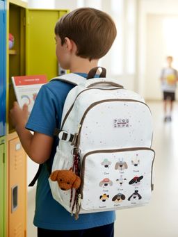 Little Surprise Box - White Polyester Backpack for Kids (7-12 Years)