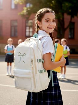 Little Surprise Box - Ivory Polyester Backpack for Kids (7-12 Years)