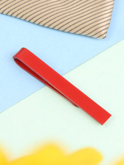 PELUCHE - Slim Tie Bar - Scarlet Red Tie Pin for Men