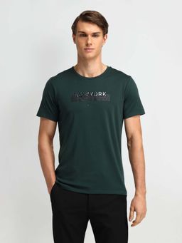 Arrow Newyork - Green Graphic Printed Regular Fit T-Shirt