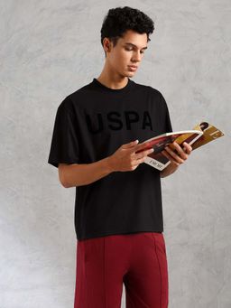 U.S. POLO ASSN. - Black Cotton Solid Round Neck Comfort Fit T-shirt