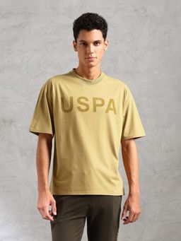 U.S. POLO ASSN. - Yellow Cotton Solid Round Neck Comfort Fit T-shirt