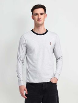 U.S. Polo Assn. Denim Co. - Men Grey Solid Cotton T-shirt