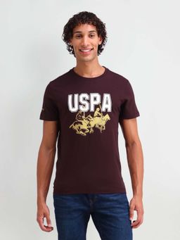 U.S. Polo Assn. Denim Co. - Wine Cotton Printed Muscle Fit T-shirt