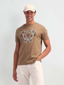 U.S. Polo Assn. Denim Co. - Beige Cotton Printed Muscle Fit T-shirt