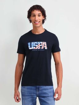 U.S. Polo Assn. Denim Co. - Navy Blue Cotton Printed Muscle Fit T-shirt