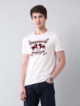 U.S. Polo Assn. Denim Co. - White Printed Pure Cotton Americana T-shirt