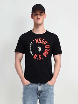 U.S. Polo Assn. Denim Co. - Black Cotton Printed Muscle Fit T-shirt