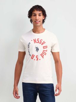 U.S. Polo Assn. Denim Co. - White Cotton Printed Muscle Fit T-shirt
