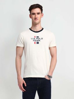 U.S. Polo Assn. Denim Co. - White Cotton Printed Muscle Fit T-shirt