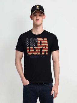 U.S. Polo Assn. Denim Co. - Black Printed Muscle Fit T-shirt