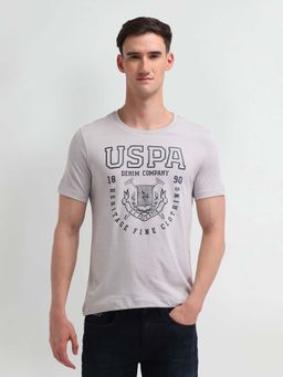 U.S. Polo Assn. Denim Co. - Grey Cotton Printed Muscle Fit T-shirt