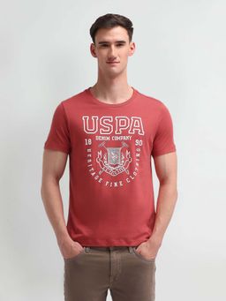 U.S. Polo Assn. Denim Co. - Red Cotton Printed Muscle Fit T-shirt