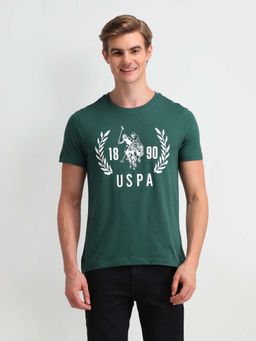 U.S. Polo Assn. Denim Co. - Green Cotton Printed Muscle Fit T-shirt