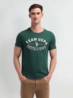 U.S. Polo Assn. Denim Co. - Green Cotton Printed Muscle Fit T-shirt