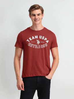U.S. Polo Assn. Denim Co. - Rust Pure Cotton Printed Slim Fit T-shirt