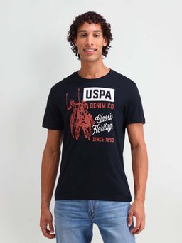 U.S. Polo Assn. Denim Co. - Navy Blue Cotton Printed Muscle Fit T-shirt
