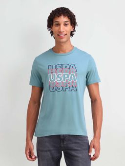 U.S. Polo Assn. Denim Co. - Blue Cotton Printed Muscle Fit T-shirt