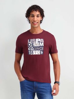 U.S. Polo Assn. Denim Co. - Red Cotton Printed Muscle Fit T-shirt