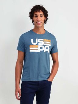 U.S. Polo Assn. Denim Co. - Blue Cotton Printed Muscle Fit T-shirt