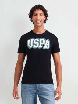 U.S. Polo Assn. Denim Co. - Black Cotton Printed Muscle Fit T-shirt