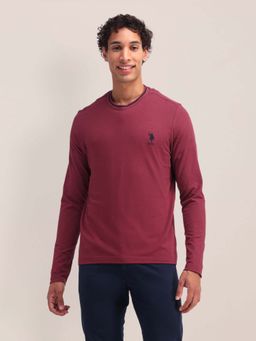 U.S. POLO ASSN. - Red Solid Pattern Slim Fit T-shirt