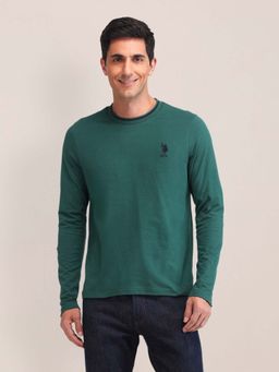 U.S. POLO ASSN. - Green Solid Pattern Slim Fit T-shirt