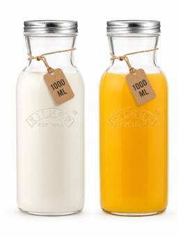 Kilner - Premium 1L Leakproof Glass Bottle Set Of 2