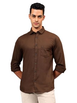 Cantabil - Men Brown Solid Full Sleeves Casual Shirt