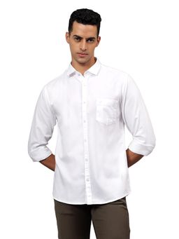 Cantabil - Men White Solid Full Sleeves Casual Shirt