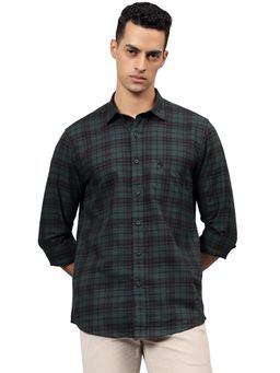 Cantabil - Men Green Checkered Full Sleeves Casual Shirt
