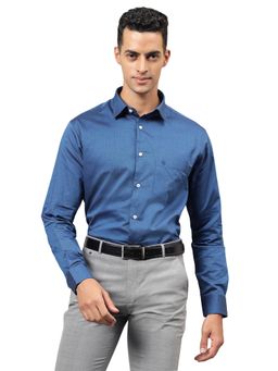 Cantabil - Men Blue Solid Full Sleeves Formal Shirt