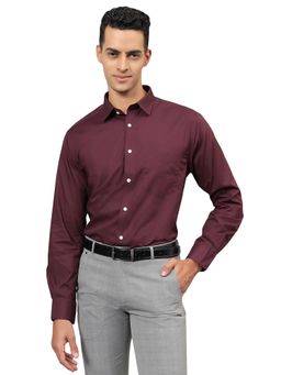 Cantabil - Men Maroon Solid Full Sleeves Formal Shirt