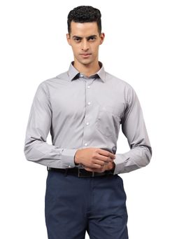 Cantabil - Men Grey Solid Full Sleeves Formal Shirt