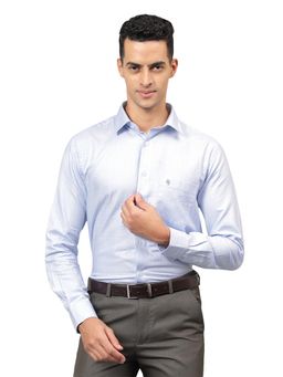 Cantabil - Men Sky Blue Checks Full Sleeves Formal Shirt