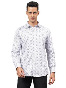 Cantabil - Men White Printed Full Sleeves Party Wear Shirt
