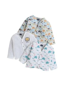 Polka Tots - Unisex Multi-Color Cotton Full Sleeves Jablas (Pack Of 3)