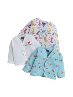 Polka Tots - Unisex Multi-Color Cotton Full Sleeves Jablas (Pack Of 3)