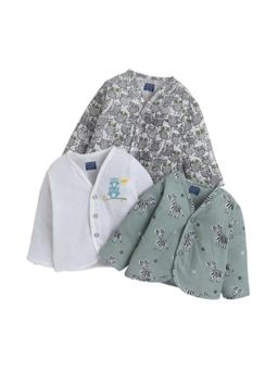 Polka Tots - Unisex Multi-Color Cotton Full Sleeves Jablas (Pack Of 3)