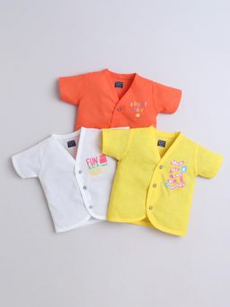 Polka Tots - Unisex Multi-Color Cotton Half Sleeve Jablas (Pack Of 3)