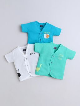 Polka Tots - Unisex Multi-Color Cotton Half Sleeve Jablas (Pack Of 3)