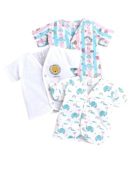 Polka Tots - Unisex Multi-Color Cotton Half Sleeve Jablas (Pack Of 3)