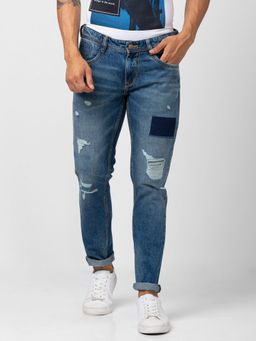 Spykar - Men Vintage Blue Cotton Slim Fit Narrow Length Jeans (Skinny)