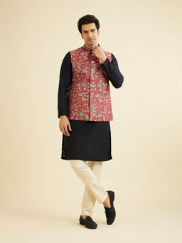 Manyavar - Rust Printed Regular Nehru Jacket